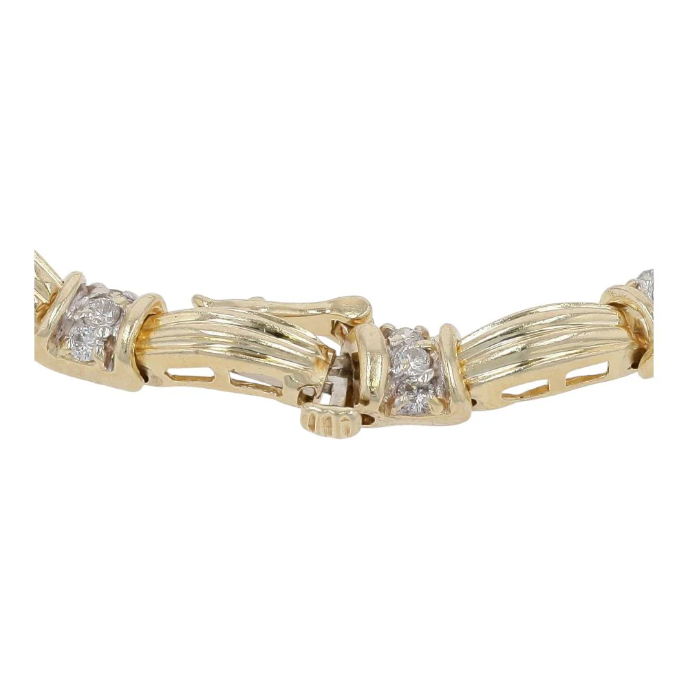 .20 Ct 14K Gold Lined Dome And Round Diamond Link Tennis Bracelet - Image 2