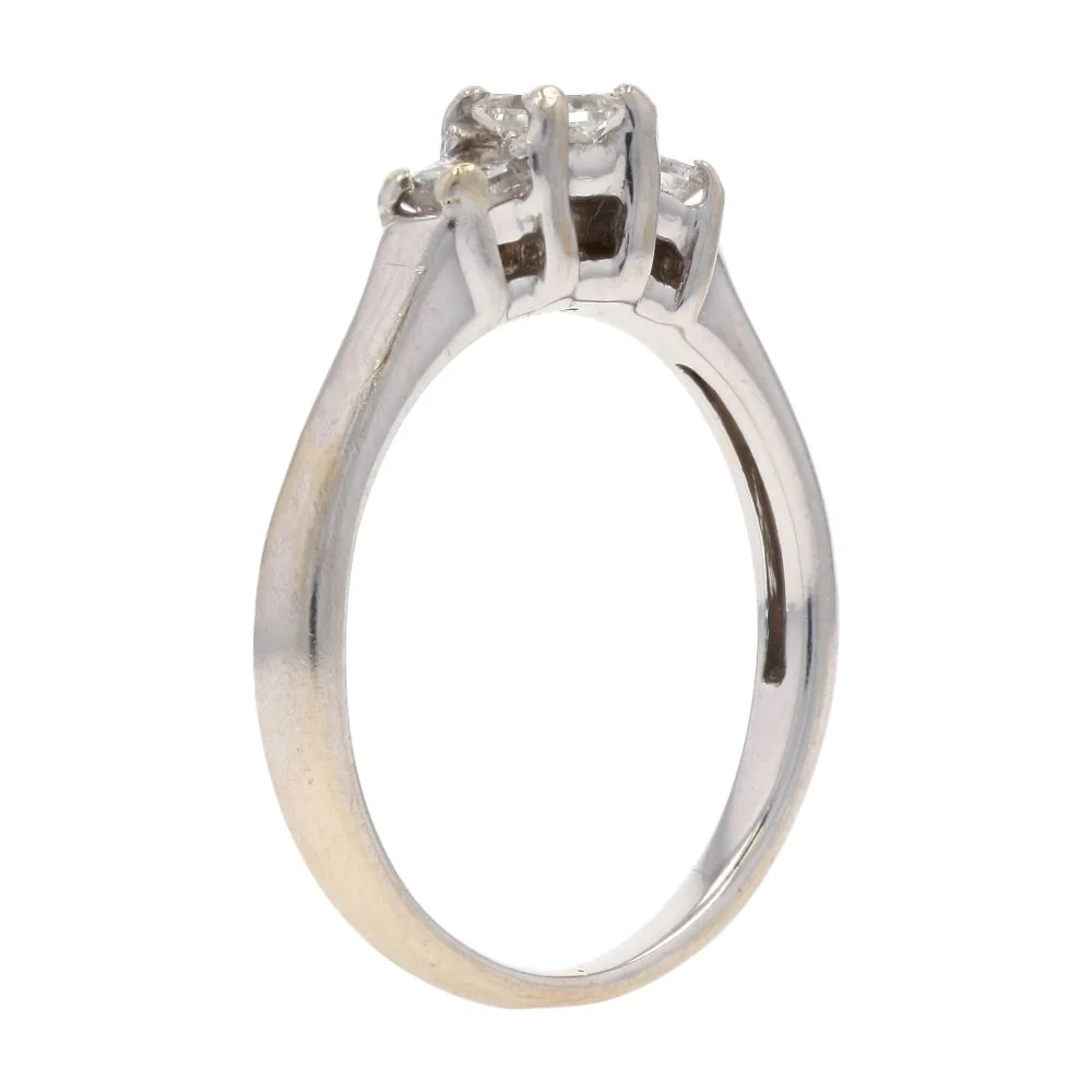 .20 Ct 14K White Gold Triple Square Diamond Engagement Ring - Image 5