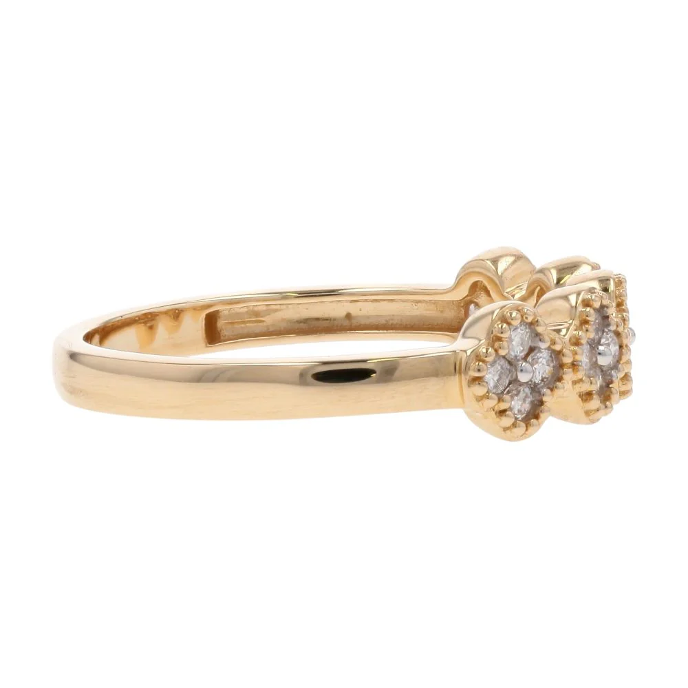 .25 Ct 14K Gold Bead Edge Diamond Clover Band - Image 4