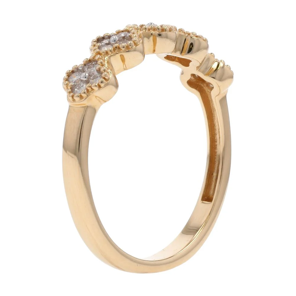 .25 Ct 14K Gold Bead Edge Diamond Clover Band - Image 5