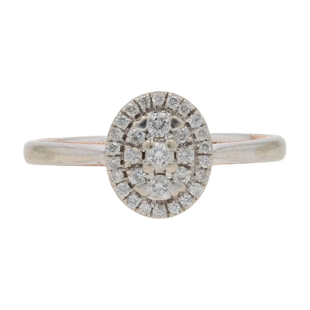 .33 Ct 10K White Gold Oval Cluster Diamond Engagement Style Ring