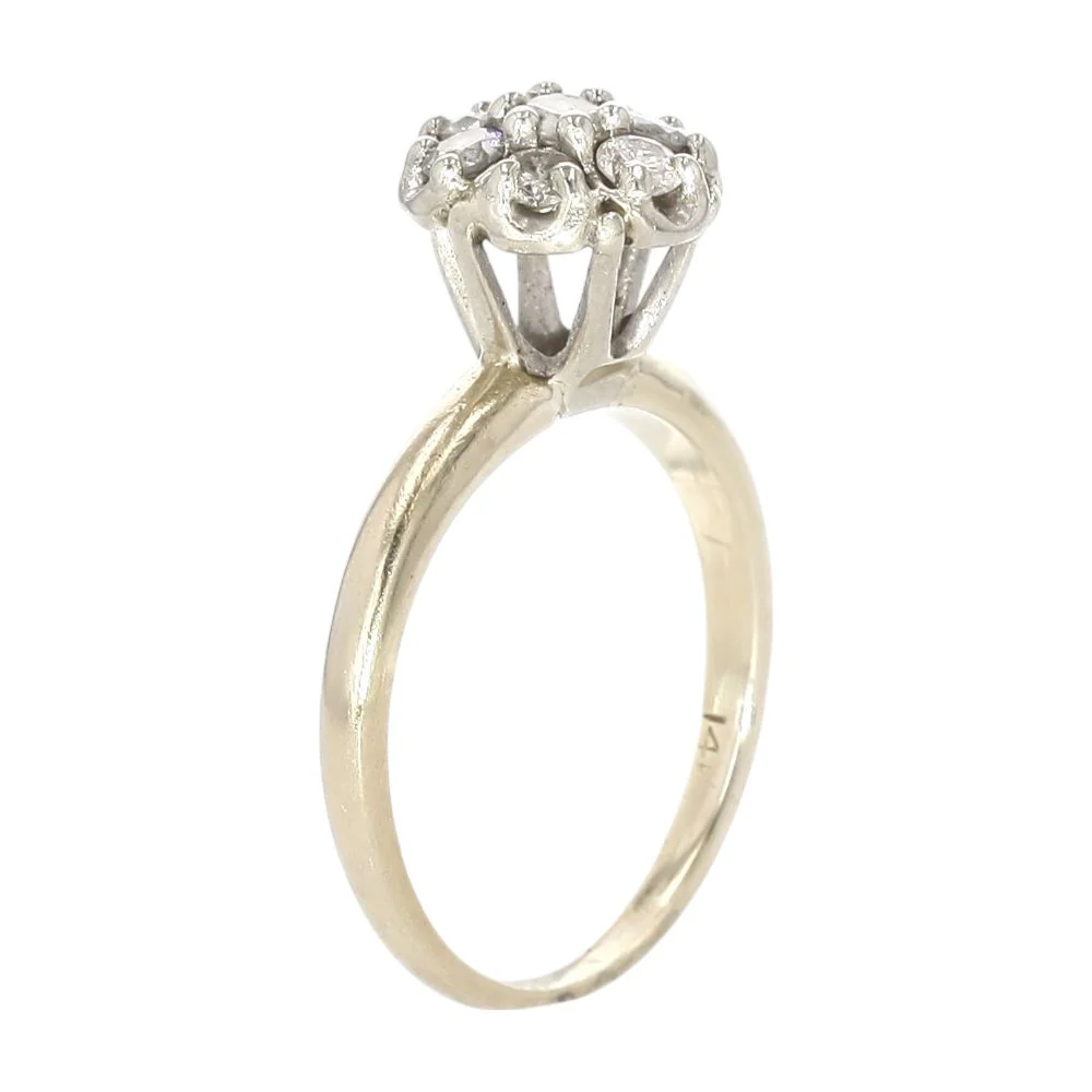 .33 Ct 14K Two Tone Gold Vintage Style Diamond Engagement Ring - Image 5
