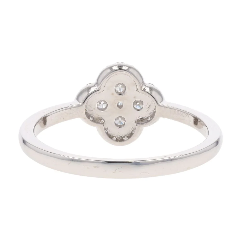 .33 Ct 14K White Gold Diamond Accented Clover Cocktail Ring - Image 3