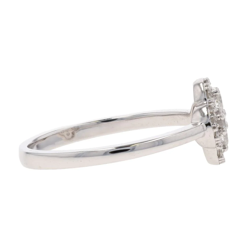 .33 Ct 14K White Gold Diamond Accented Clover Cocktail Ring - Image 4