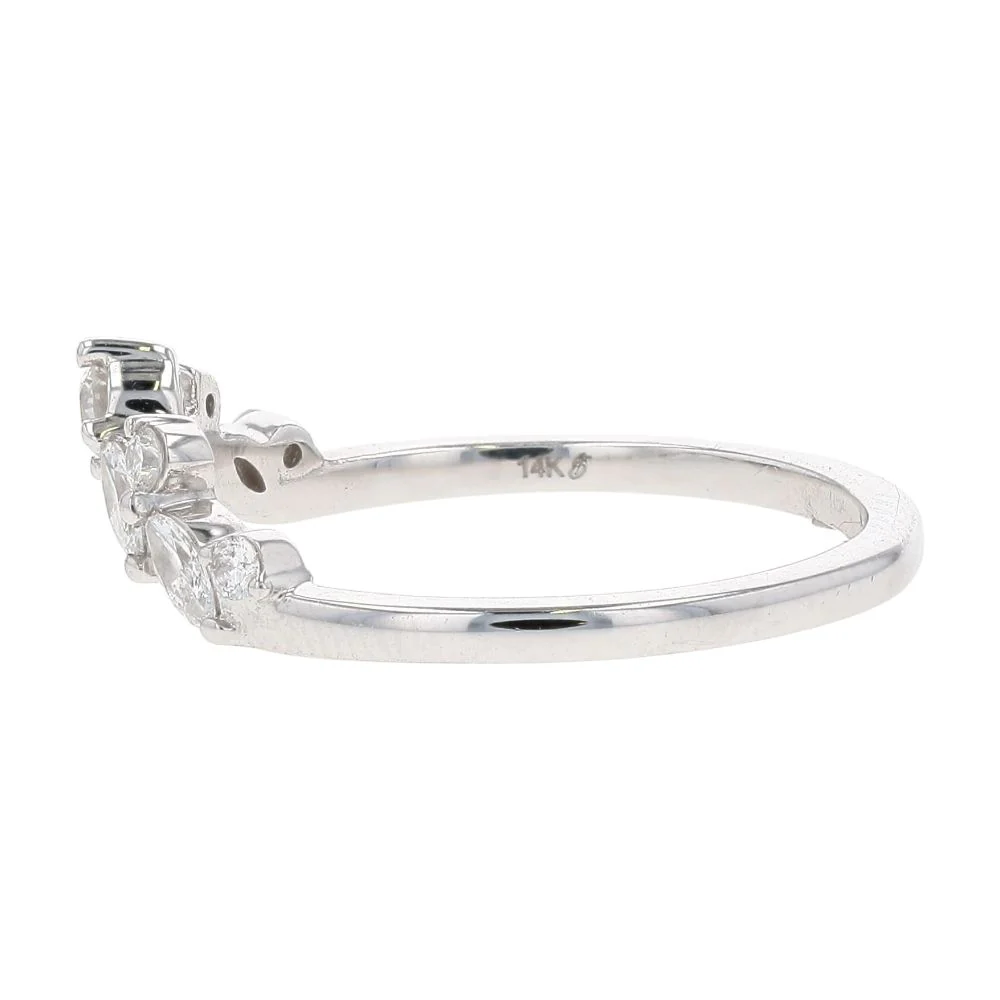 .33 Ct 14K White Gold Round And Marquise Lab Grown Diamond Contour Band - Image 2
