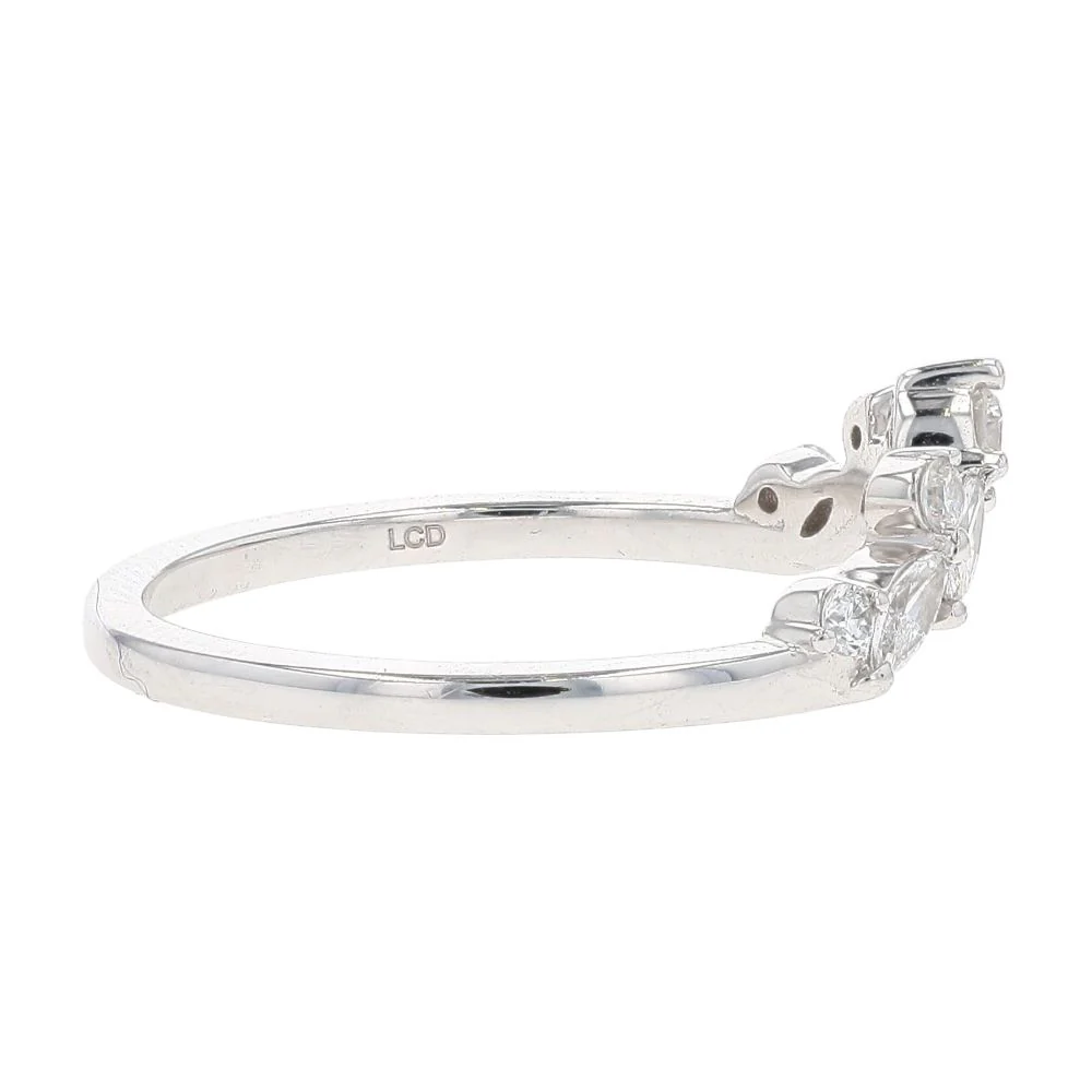.33 Ct 14K White Gold Round And Marquise Lab Grown Diamond Contour Band - Image 4