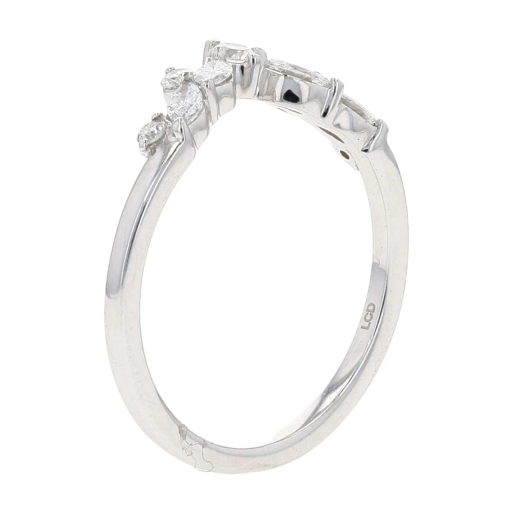 .33 Ct 14K White Gold Round And Marquise Lab Grown Diamond Contour Band - Image 5