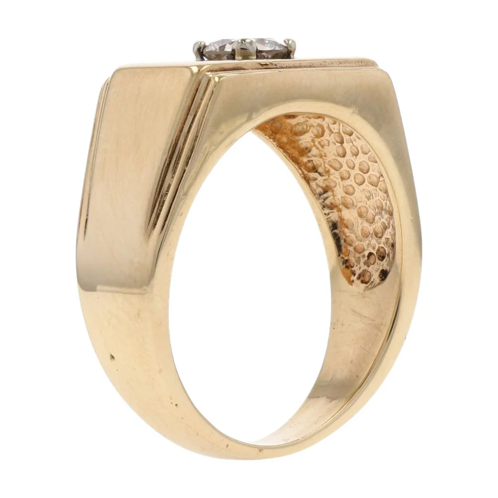 .40 Ct 14K Gold Round Diamond Flat Signet Ring - Image 5
