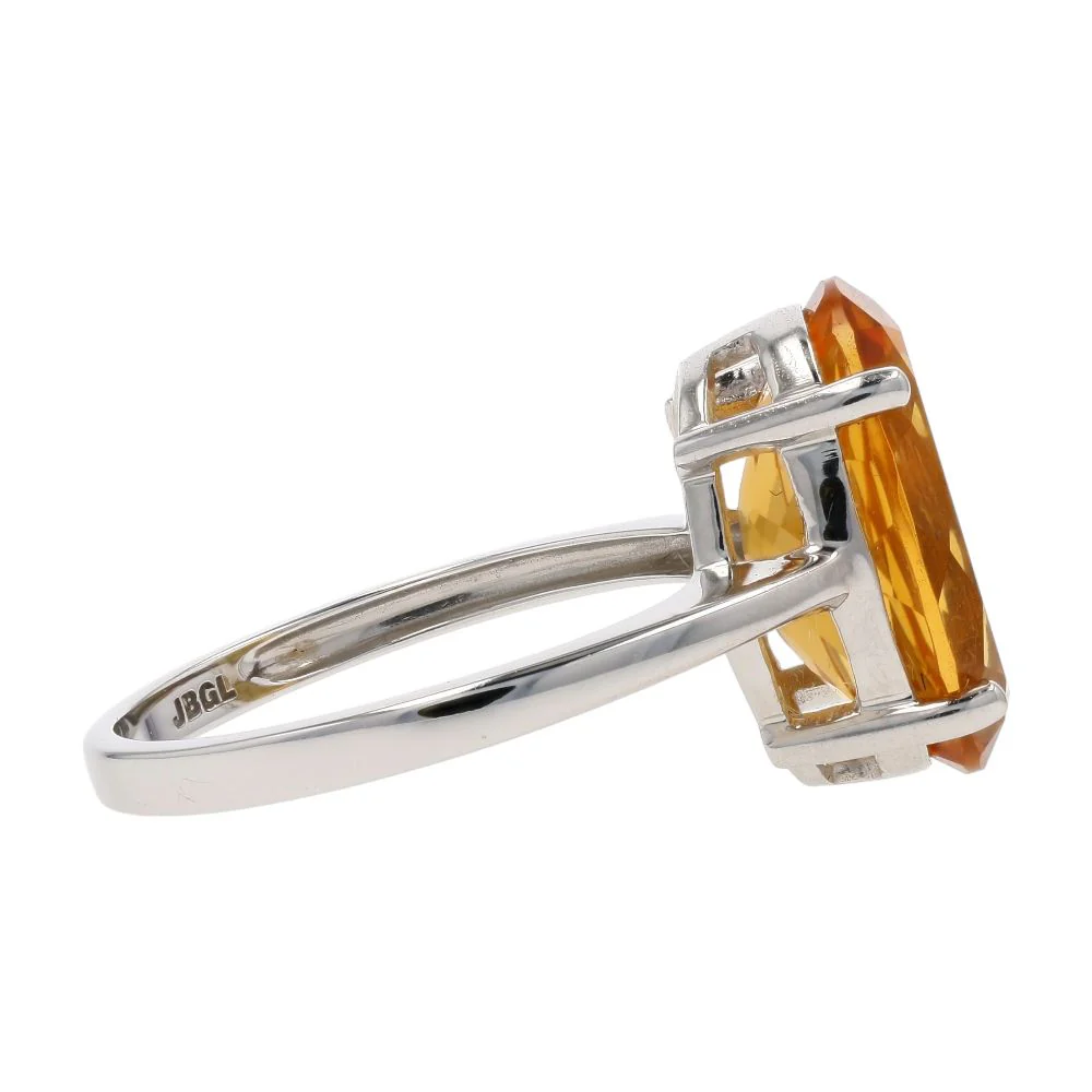 5.00 Ct 14K White Gold Oval Cut Solitaire Citrine Cocktail Ring - Image 4
