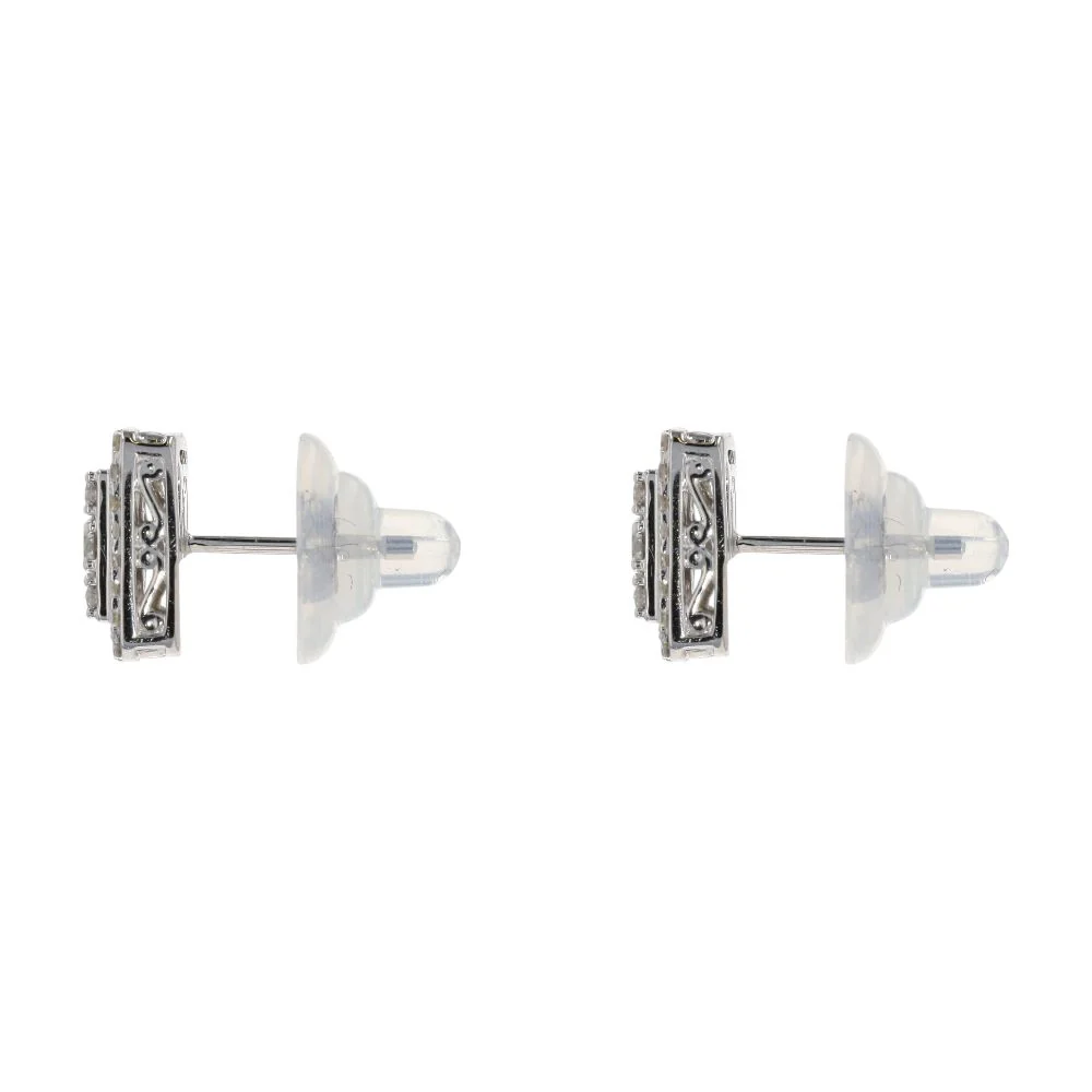 .50 Ct 10K White Gold Rectangular Pave Diamond Stud Earrings - Image 2