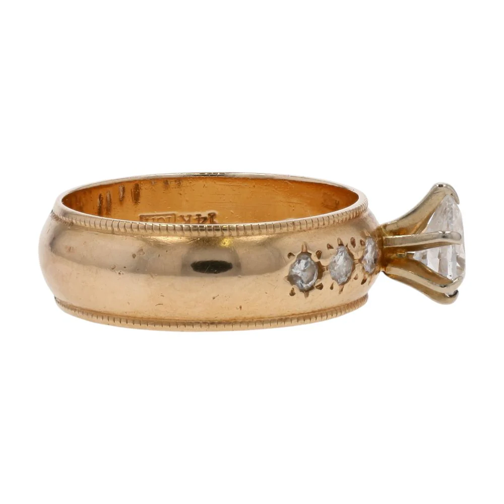 .50 Ct 14K Gold Pear Cut Diamond Center With Milgrain Edge Engagement Ring - Image 4