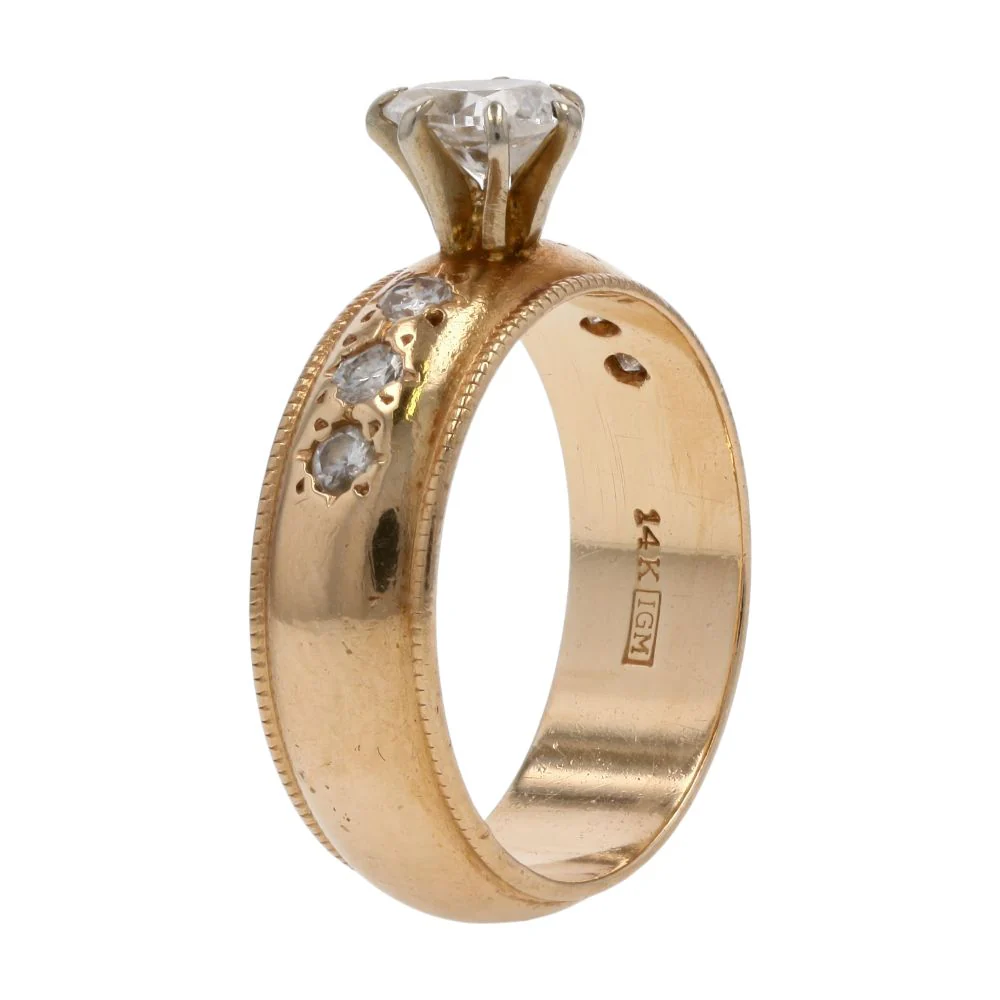 .50 Ct 14K Gold Pear Cut Diamond Center With Milgrain Edge Engagement Ring - Image 5