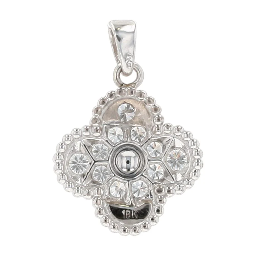 .50 Ct 18K White Gold Diamond Accented Clover Pendant - Image 2