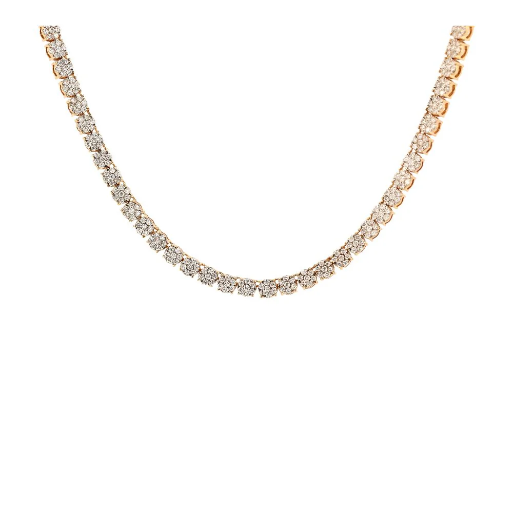 6.50 Ct 10K Gold Diamond Cluster Tennis Necklace