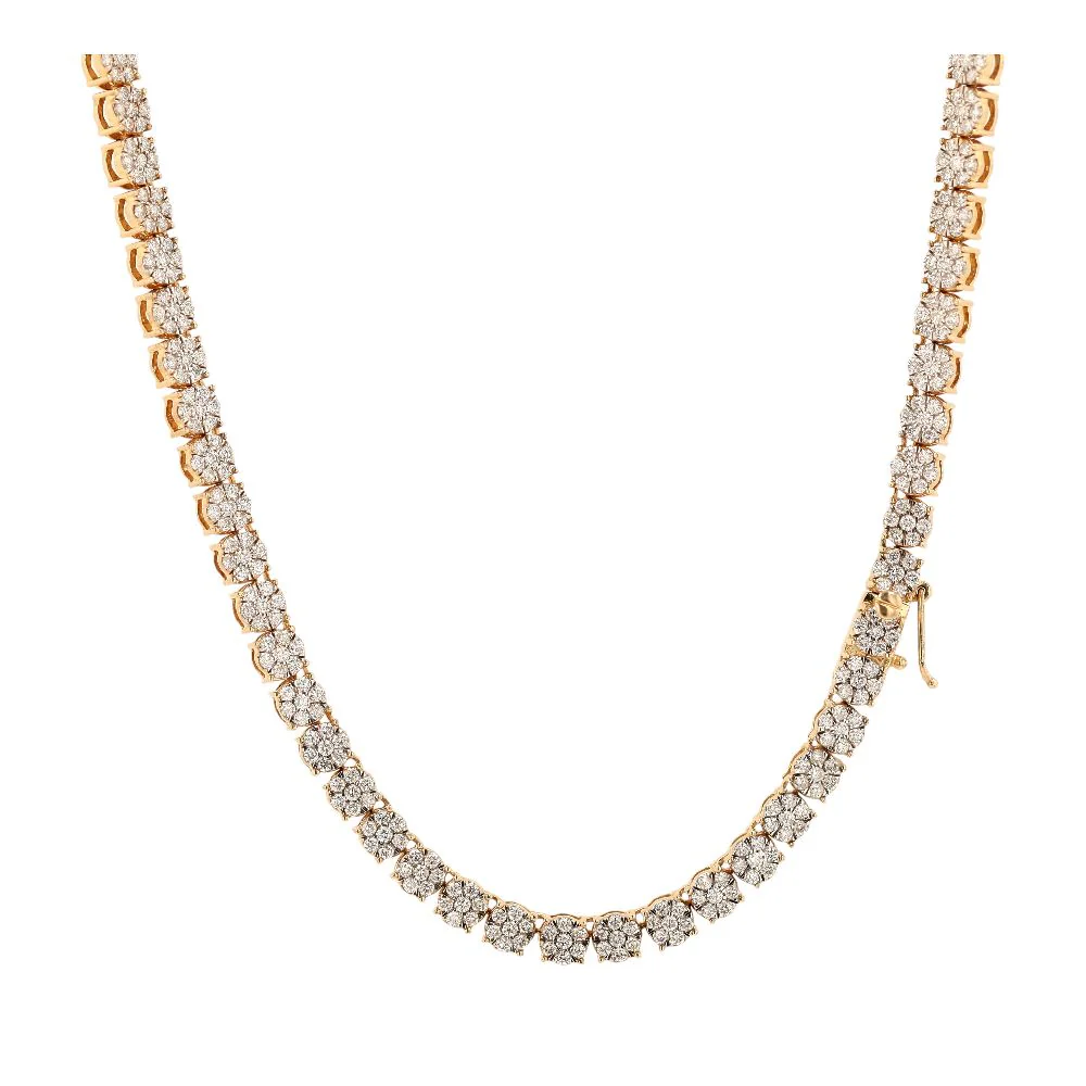 6.50 Ct 10K Gold Diamond Cluster Tennis Necklace - Image 2