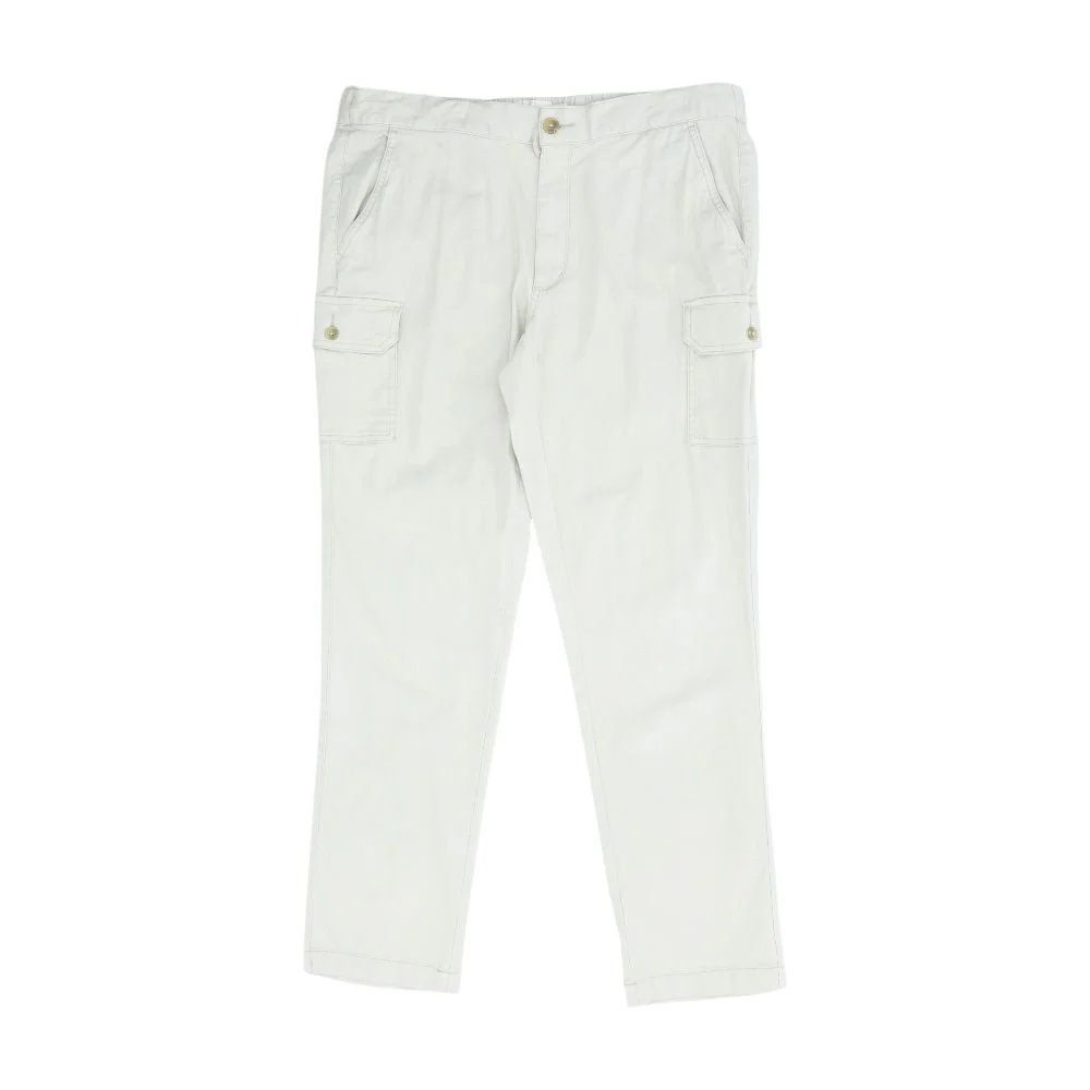 Beige Solid Cargo Pants