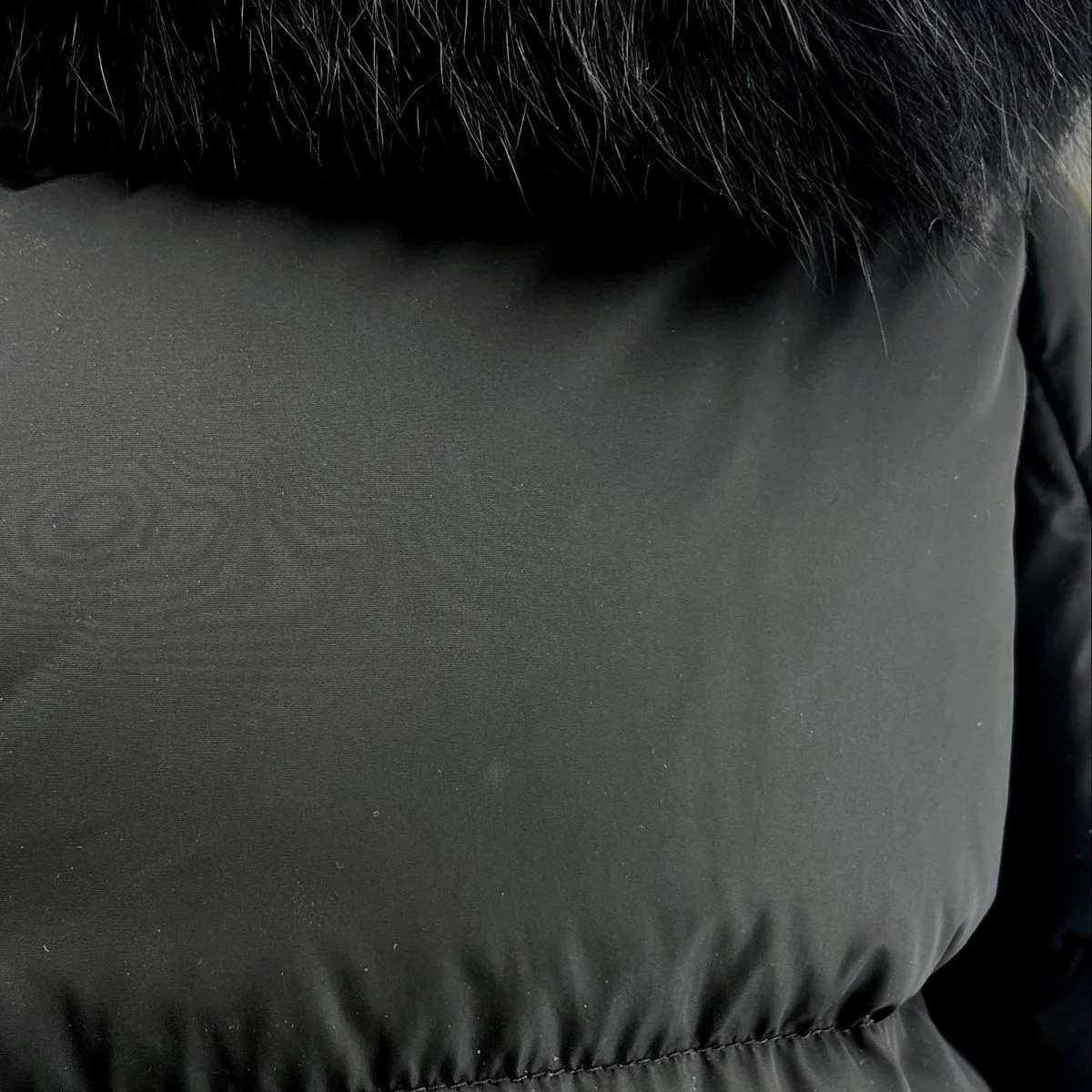 Black Mesange Fox Fur Collar Puffer Coat - Image 3