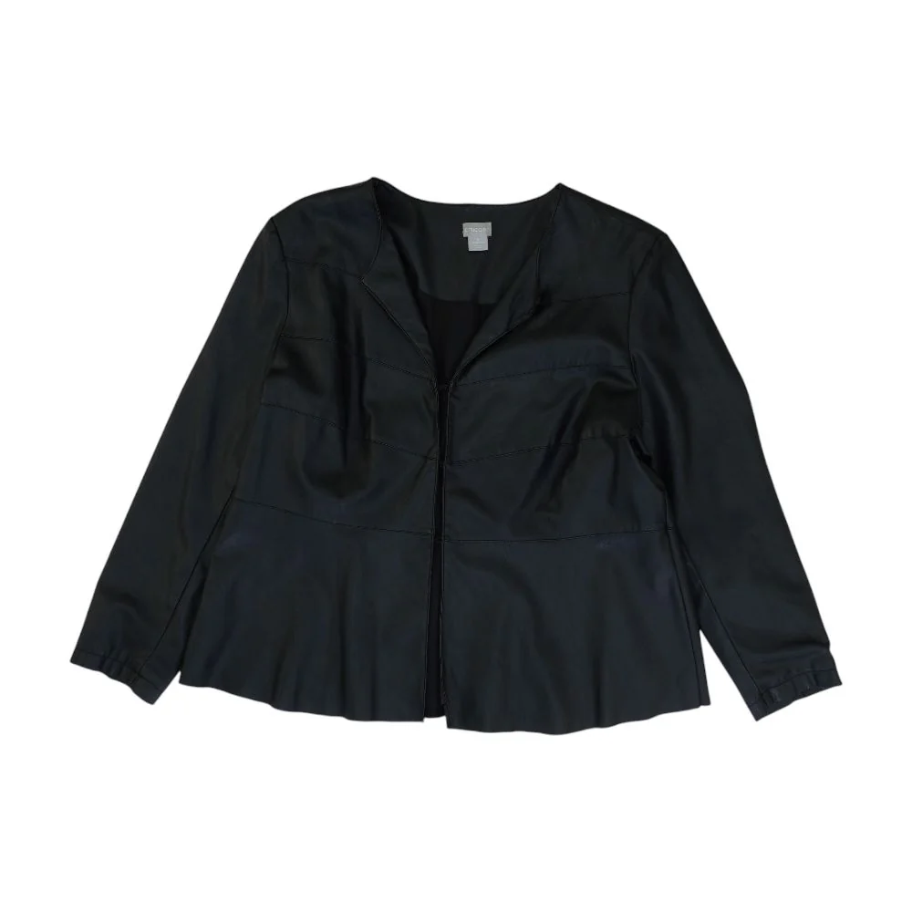 Black Plus Faux Leather Coat - Image 2