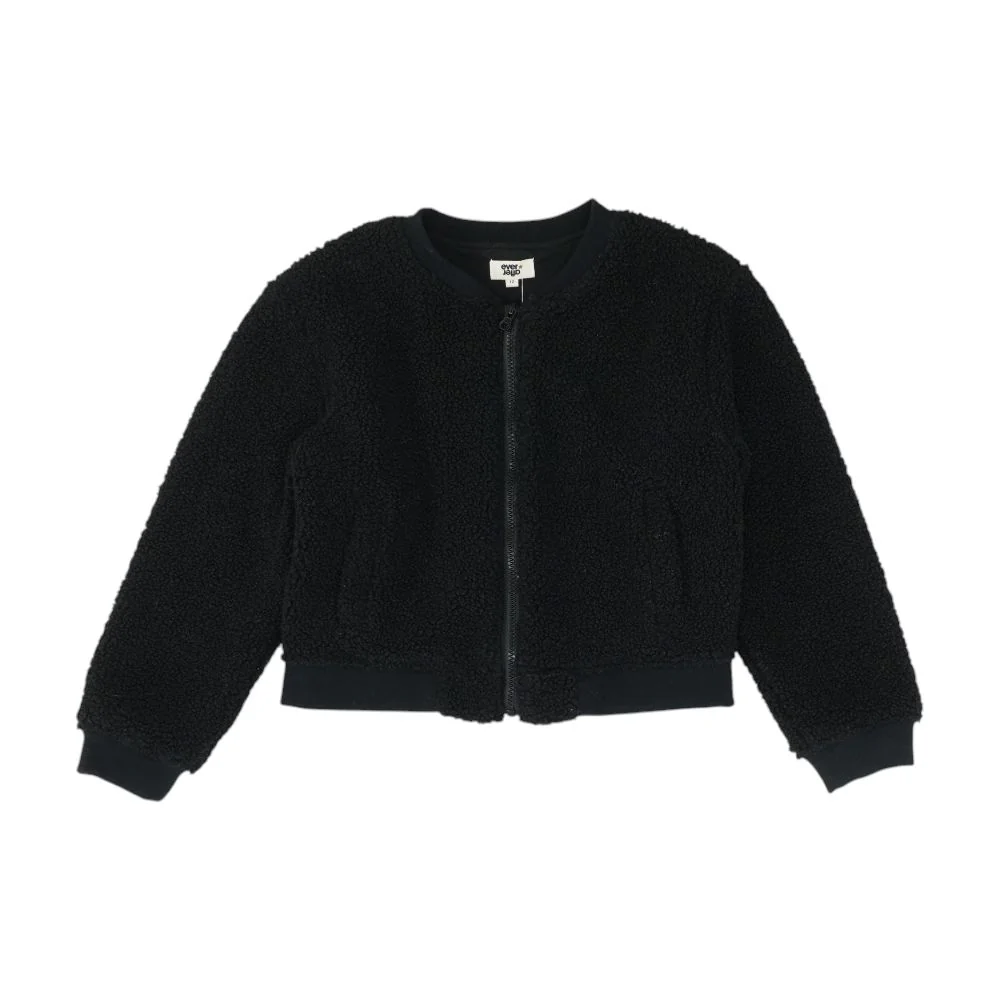 Black Solid Bomber Jacket - Image 2