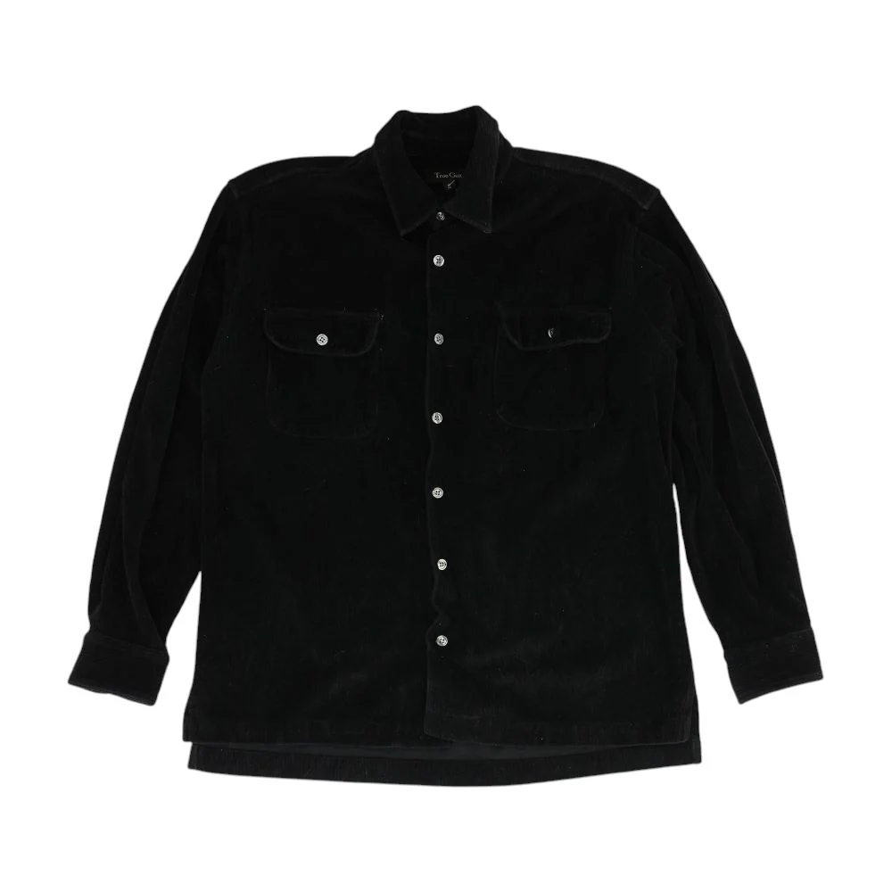 Black Solid Flannel Button Down