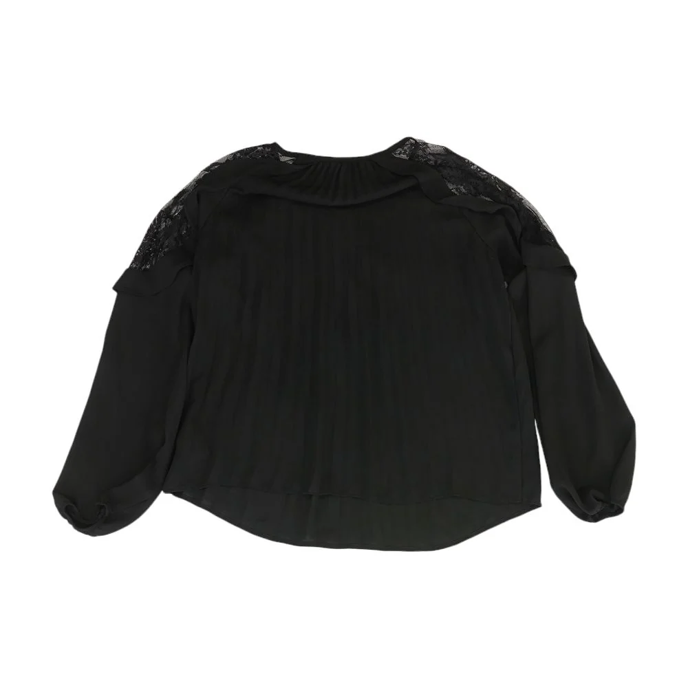 Black Solid Long Sleeve Blouse - Image 2