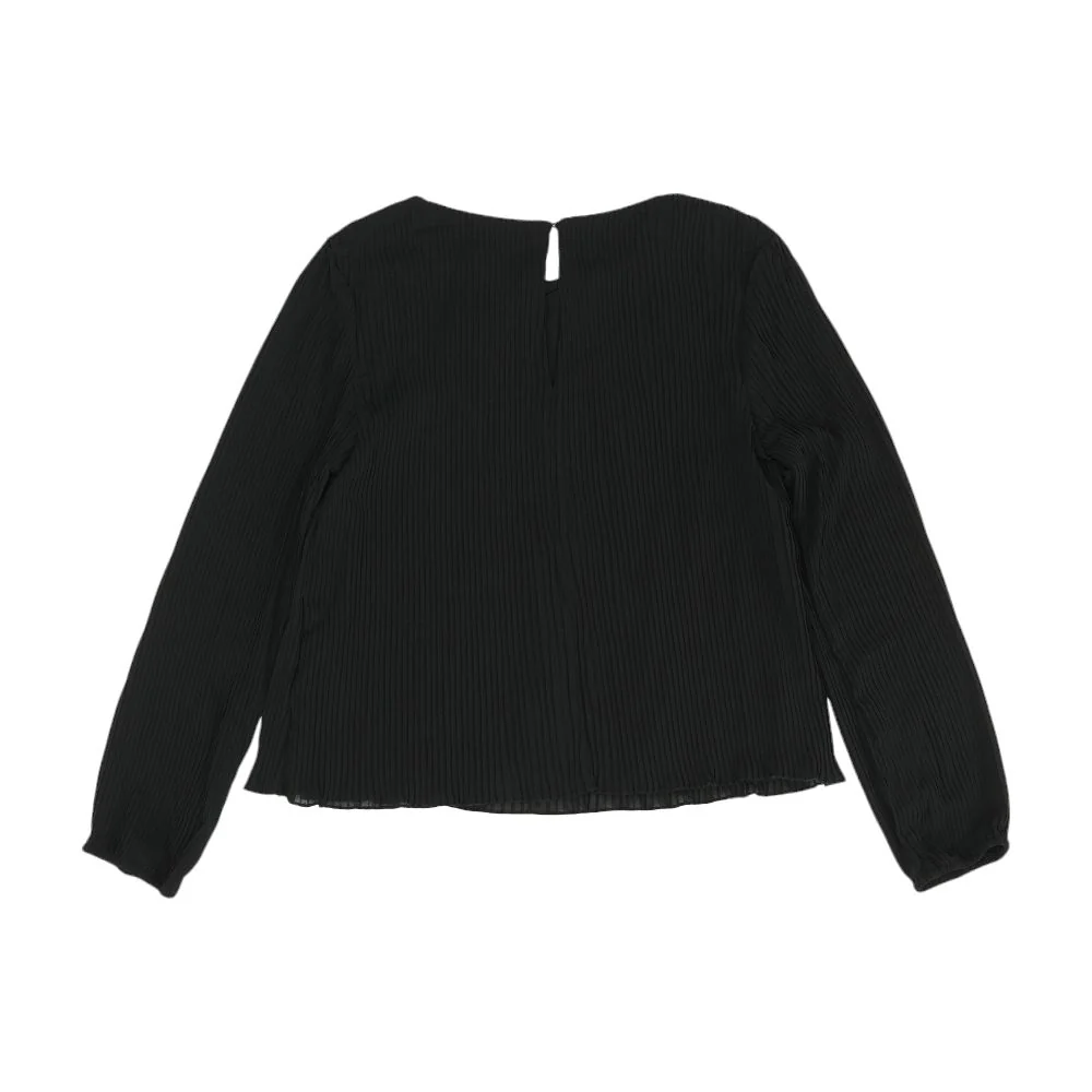 Black Solid Long Sleeve Blouse - Image 2