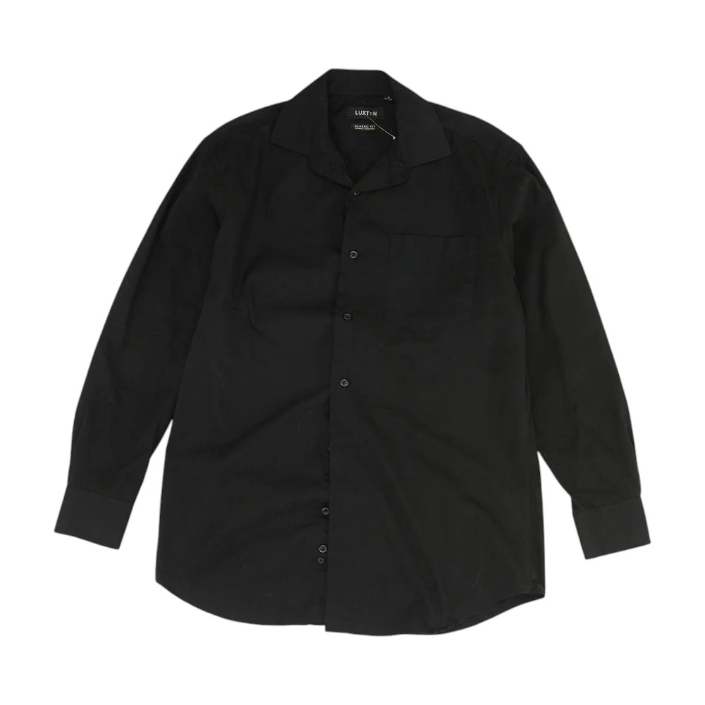 Black Solid Long Sleeve Button Down