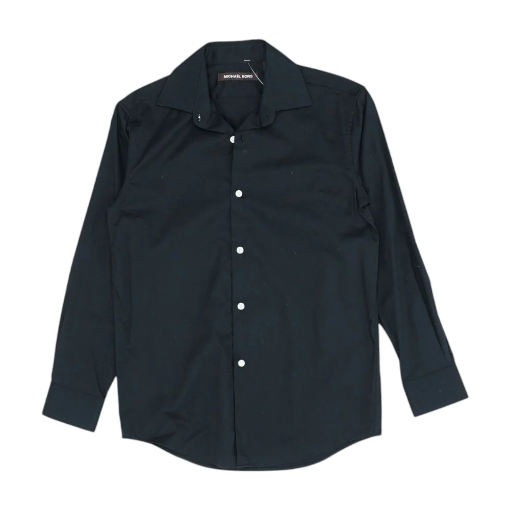 Black Solid Long Sleeve Button Down