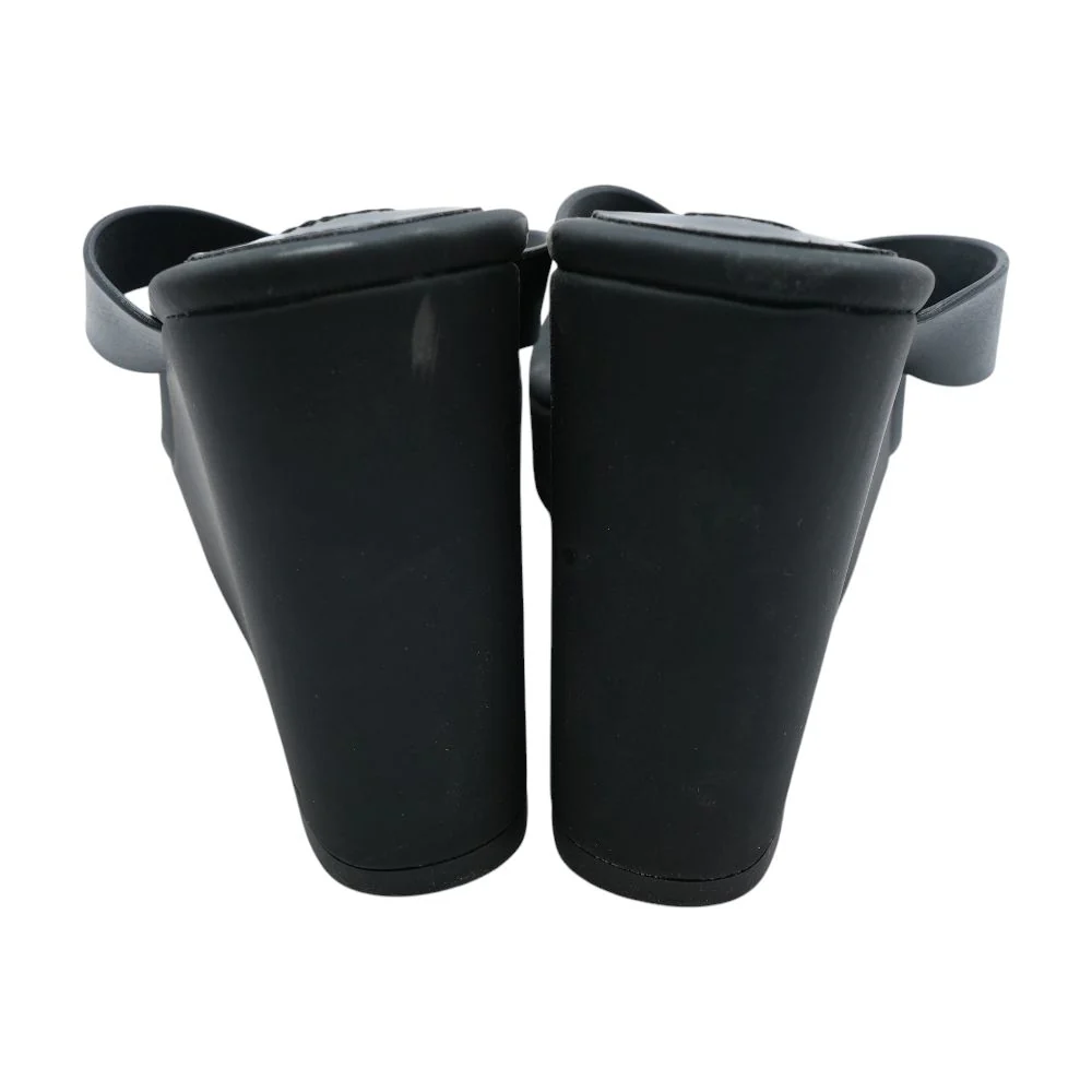 Black Wedged Sandals - Image 2