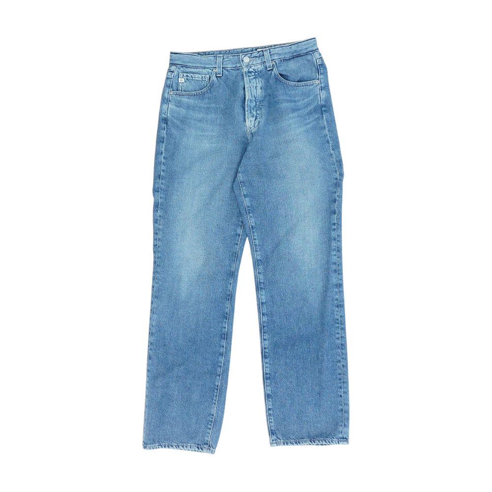 Blue High Rise Straight Leg Jeans