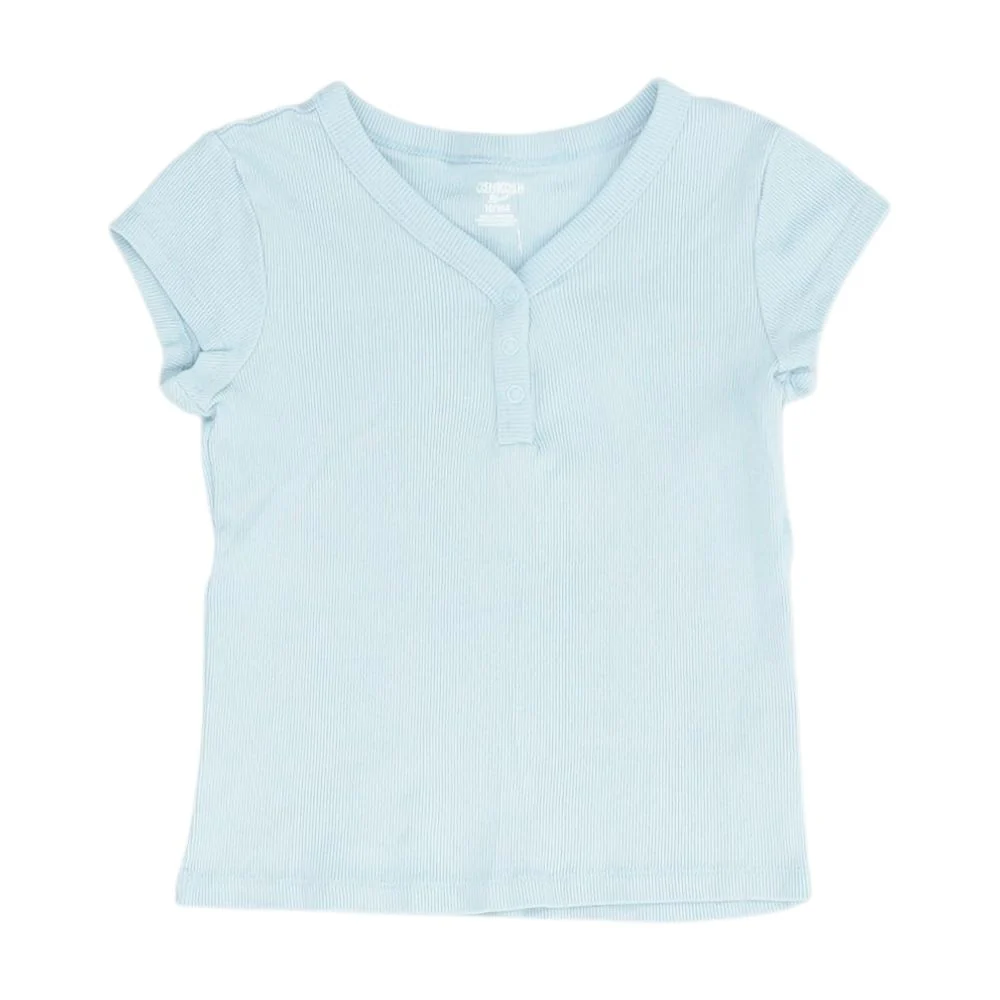 Blue Solid Knit Top