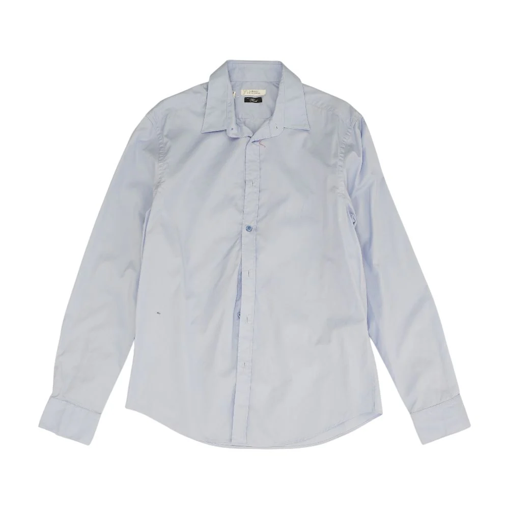 Blue Solid Long Sleeve Button Down