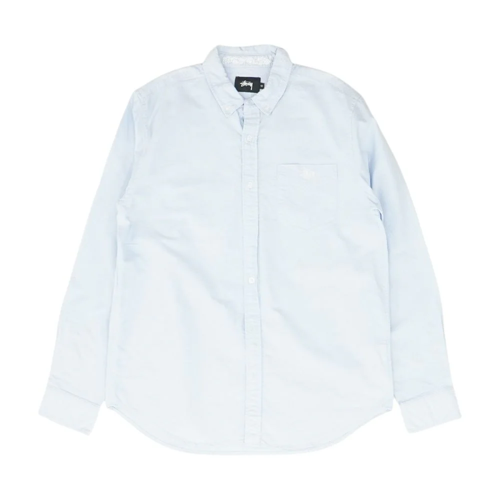 Blue Solid Long Sleeve Button Down