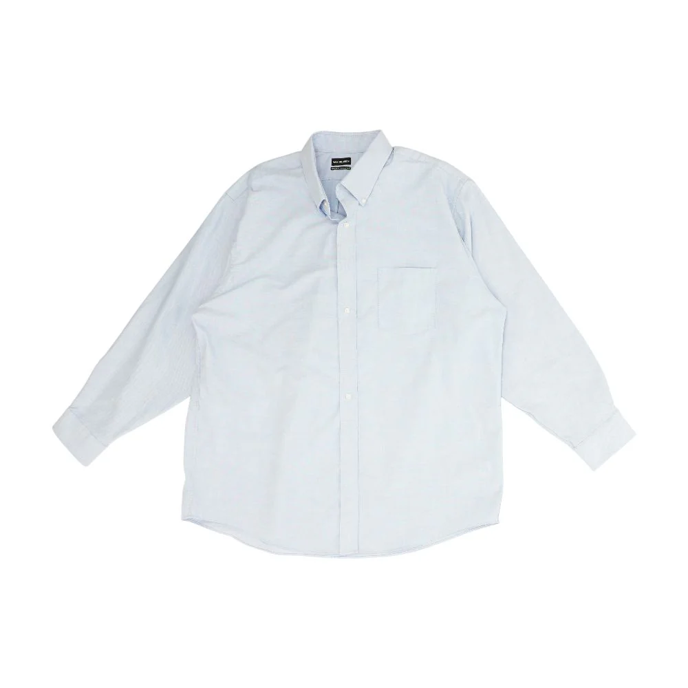 Blue Solid Long Sleeve Button Down