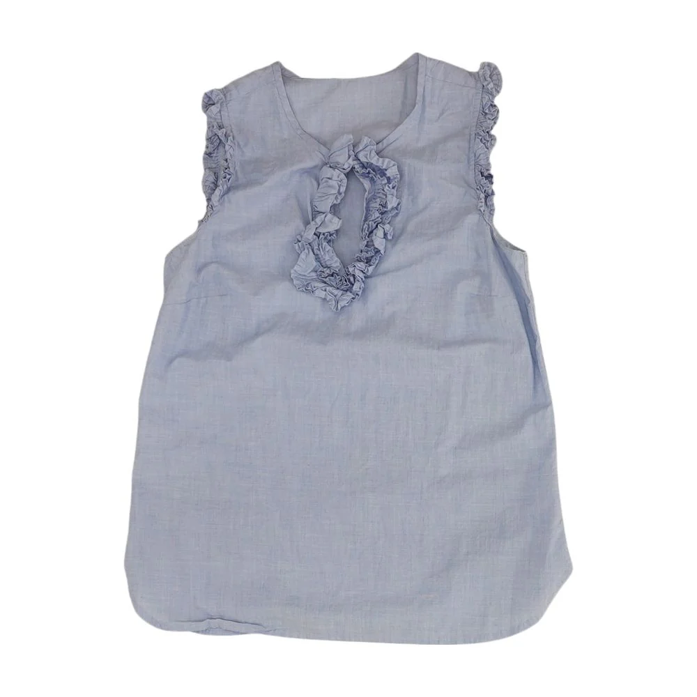 Blue Solid Sleeveless Blouse