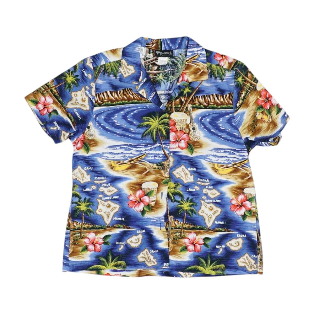 Blue Tropical Button Down