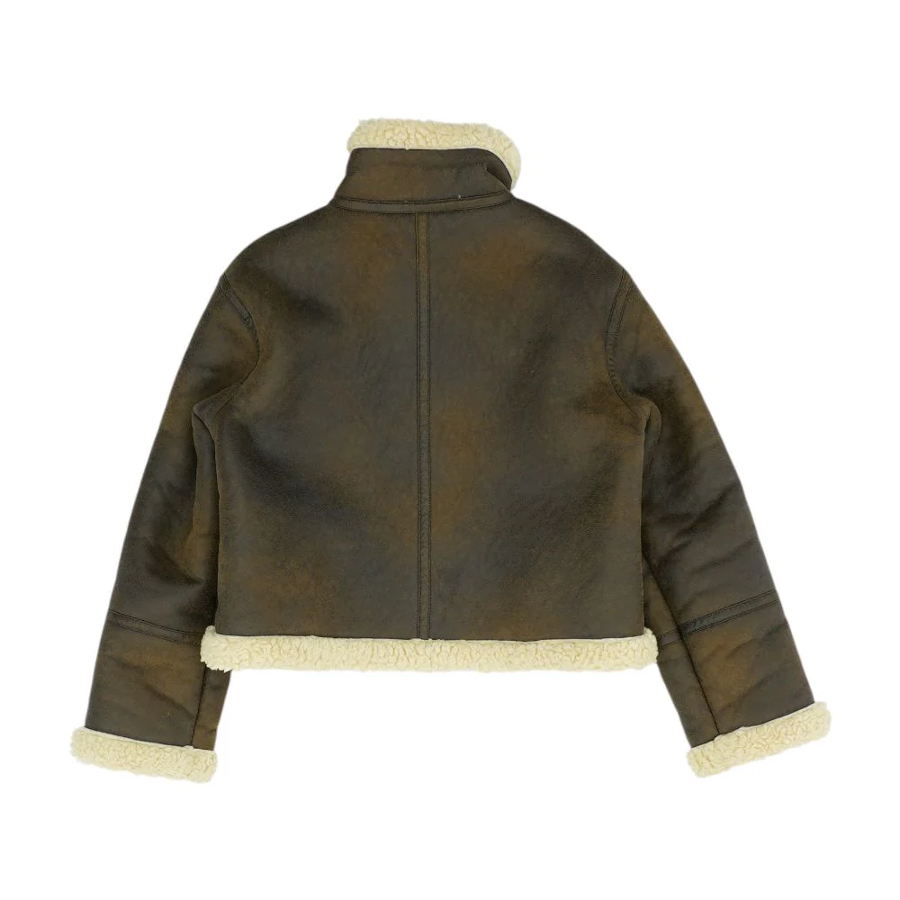 Brown Solid Faux Leather Jacket - Image 2