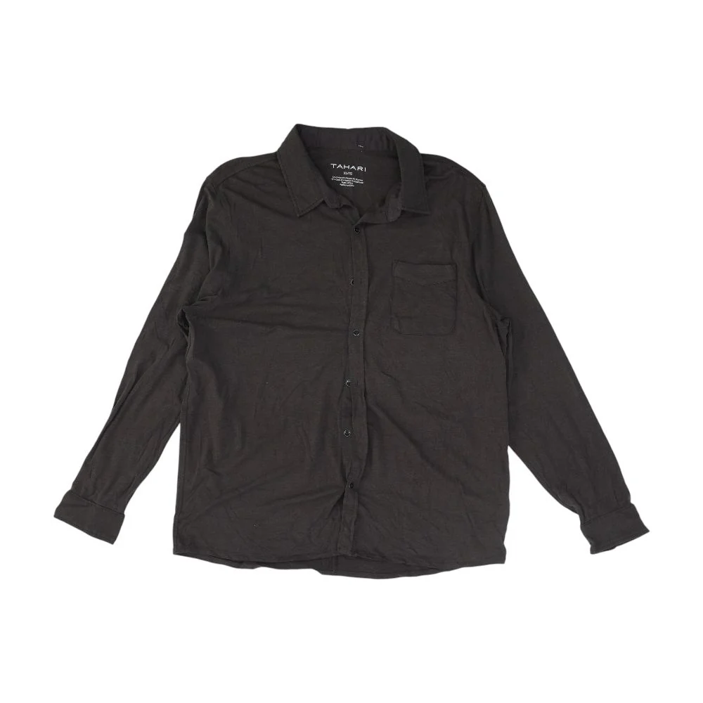 Brown Solid Long Sleeve Button Down
