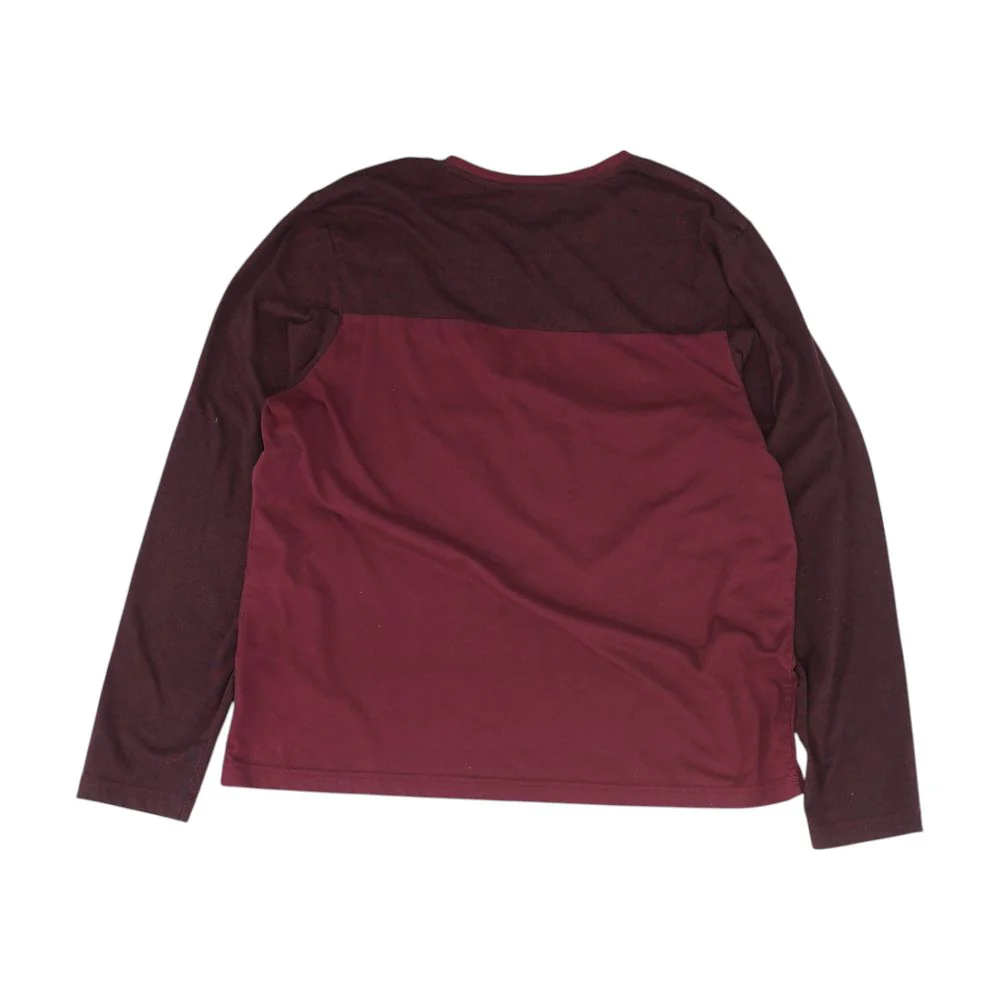 Burgundy Solid V Neck T-Shirt - Image 2