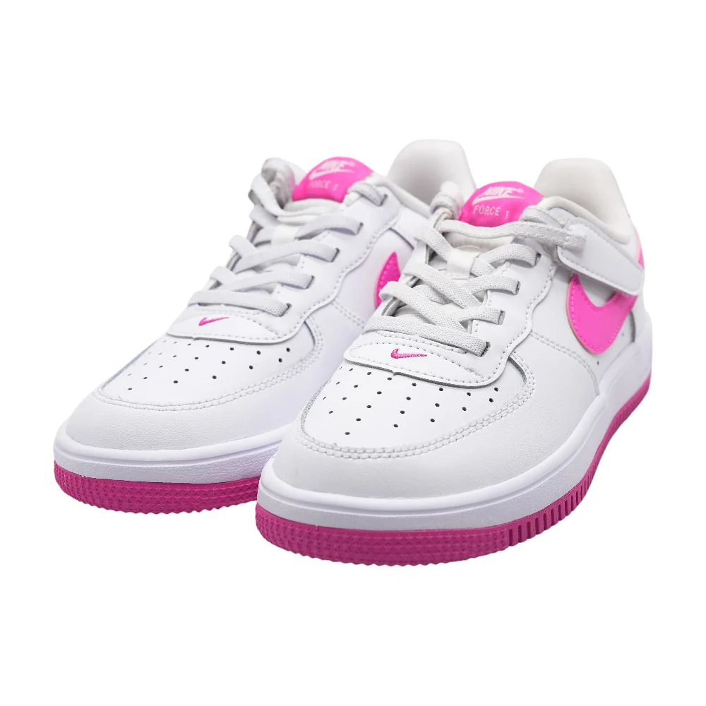 Force 1 Low EasyOn White Leather Athletic Shoes
