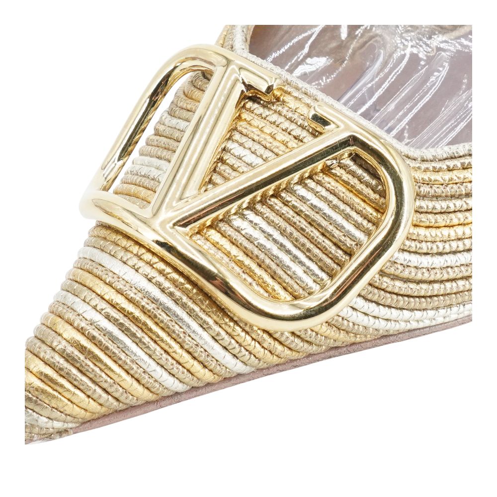 Gold Vlogo Signature Metallic Slingback Pumps with Cornely Embroidery - Image 5