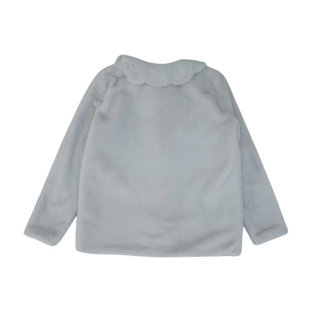 Gray Solid Fur Jacket - Image 2