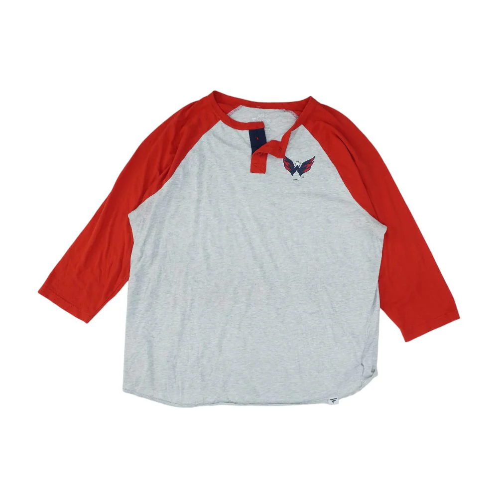 Gray Washington Capitals Henley Raglan T-Shirt
