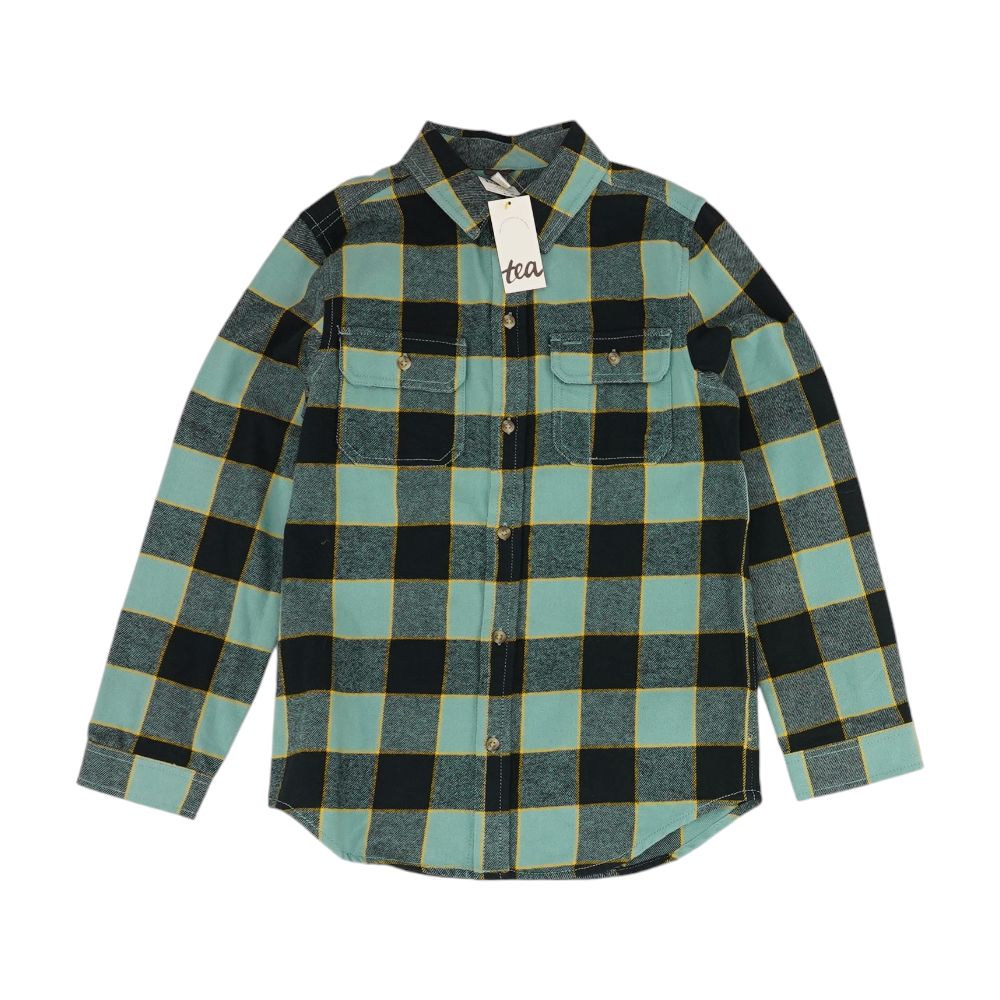 Green Check Button Down