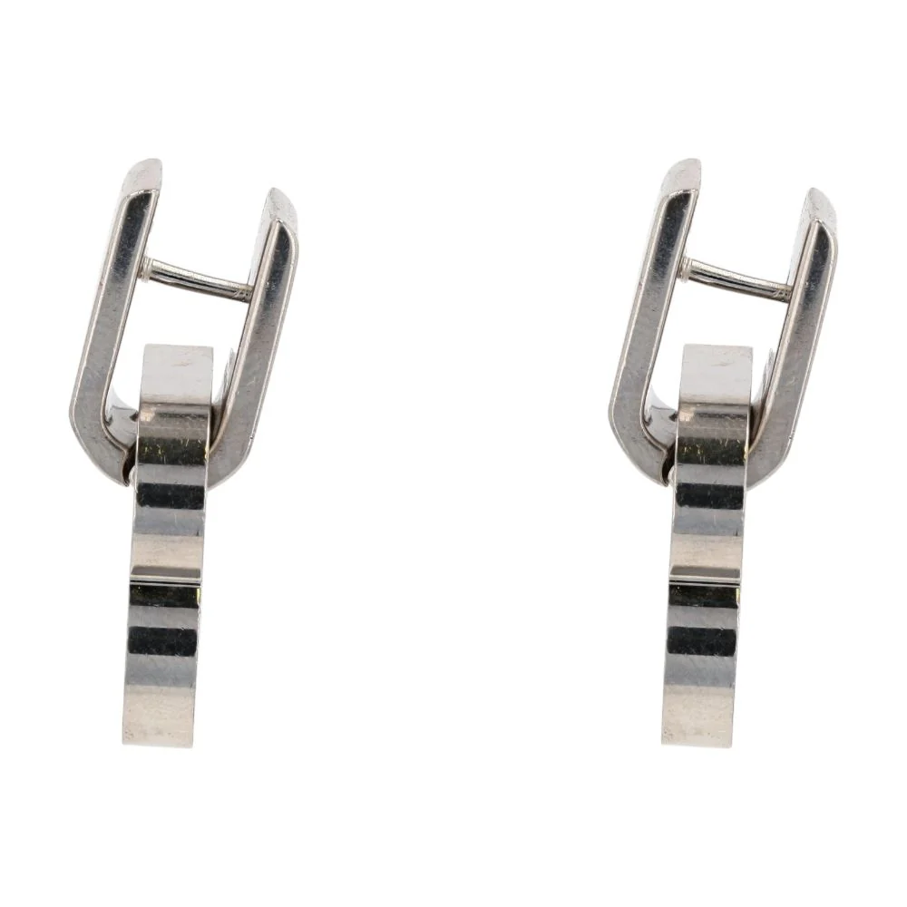 Hourglass Brass Silver Plate Dangle Earrings - Image 2