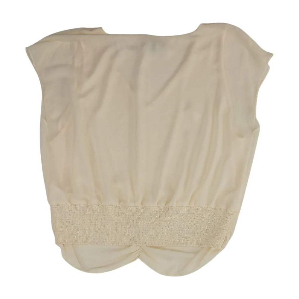 Ivory Solid V Neck T-Shirt - Image 2