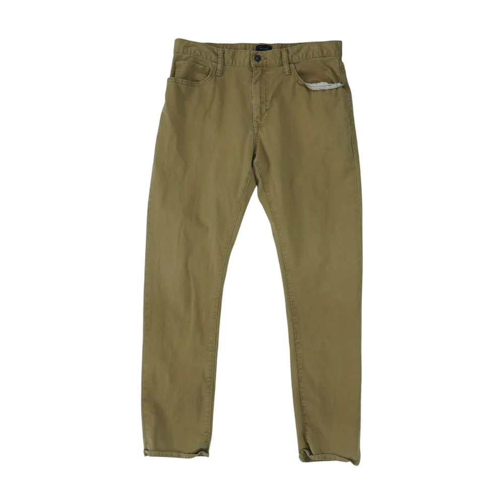 Khaki Solid Five Pocket Pants