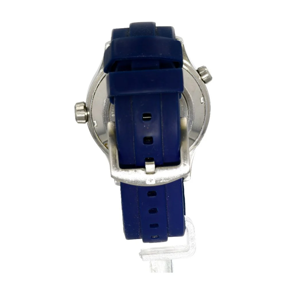 Men's Connected Blue Silicone Band Stainless Steel Watch - Image 4