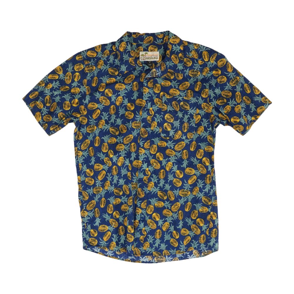 Navy Fruit Short Sleeve Button Down