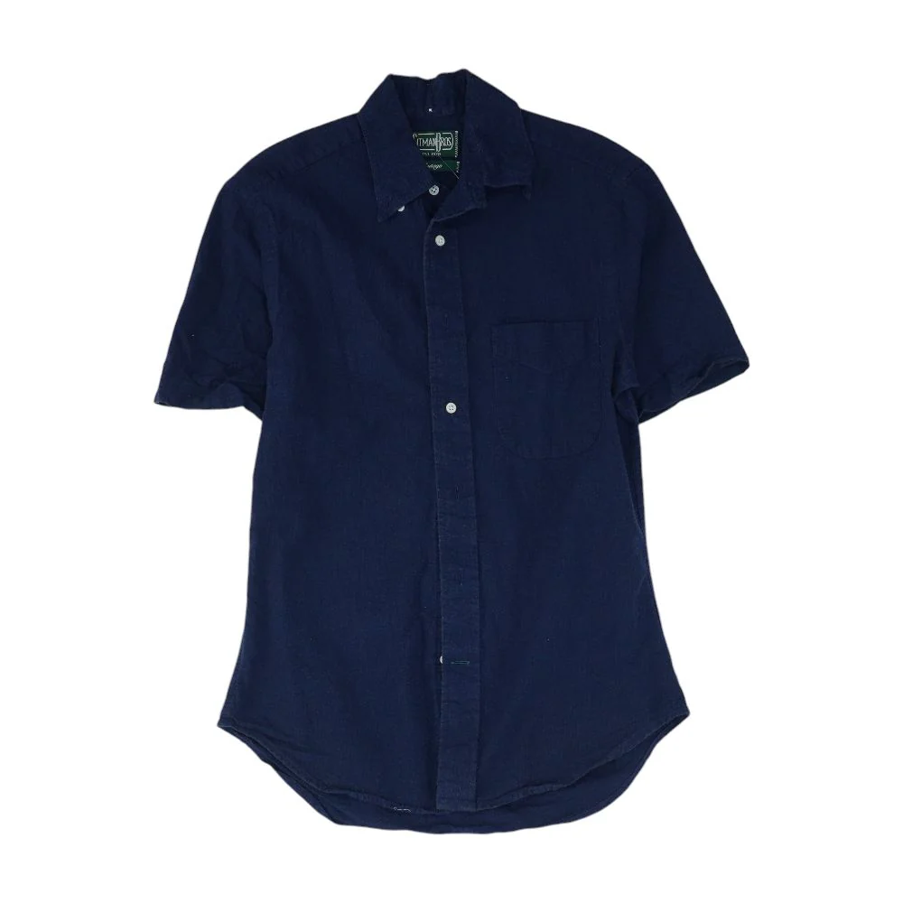 Navy Solid Short Sleeve Button Down
